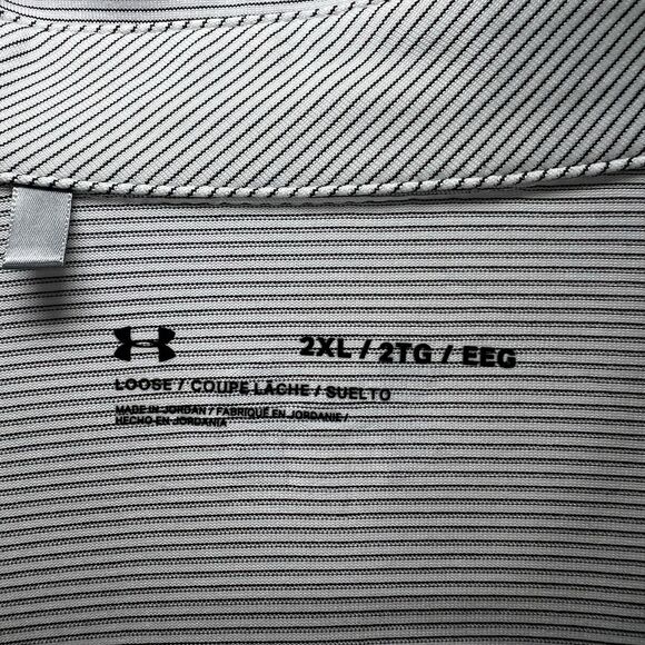 Tullymore Under Armour Golf Polo Shirt Mens Size 2XL XXL White Black Striped EUC - Picture 6 of 10